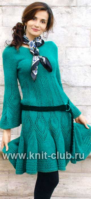 Вязаное платье женское спицами - 78 фото