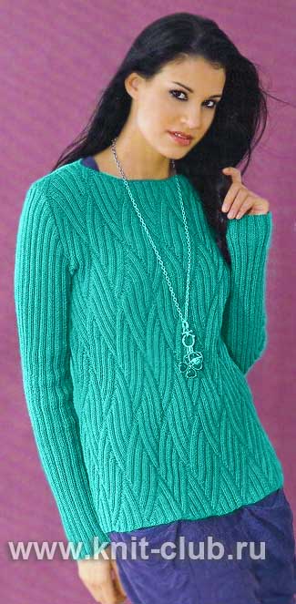 Пуловер с узором резинкой, схемы вязание спицами