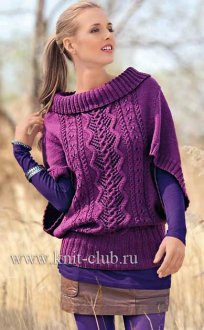 Узорчатый пуловер-пончо
