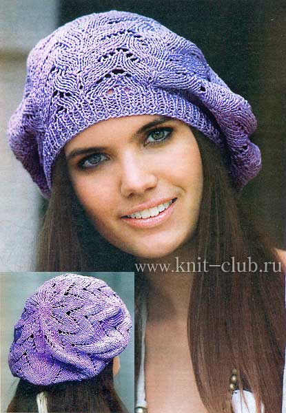 Схема вязания спицами женской шапки