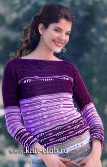 Оригинальный женский вязаный пуловер