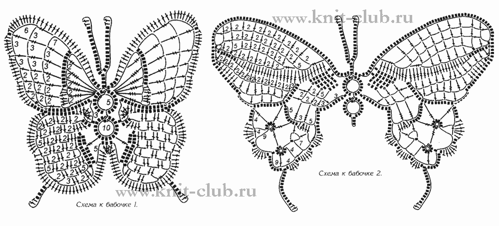 вязание крючком со схемами бабочки