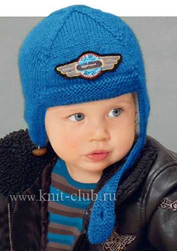 Детская шапка-шлем спицами на осень и зиму