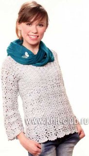 Ажурный пуловер крючком для женщин