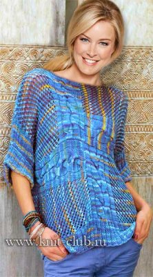 Оригинальный вязаный пуловер спицами - схемы вязания