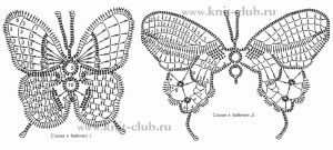 Вязаные бабочки крючком со схемами
